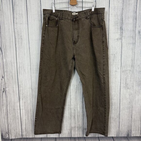 Member's Property Men's 46x32 Brown Y2K Hip Hop Skater Wide Leg Baggy Jeans - Picture 1 of 6